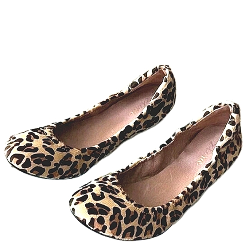 ELORIE Bella Leopard Print Ruched Elastic Ballet Flat